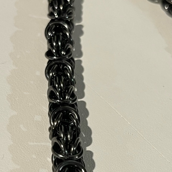 Chunky dark grey necklace with deep pink rhinestones from Givenchy - Picture 6 of 8